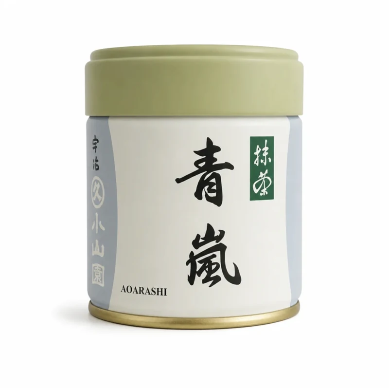 Aorashi matcha tin by Marukyu Koyamaen