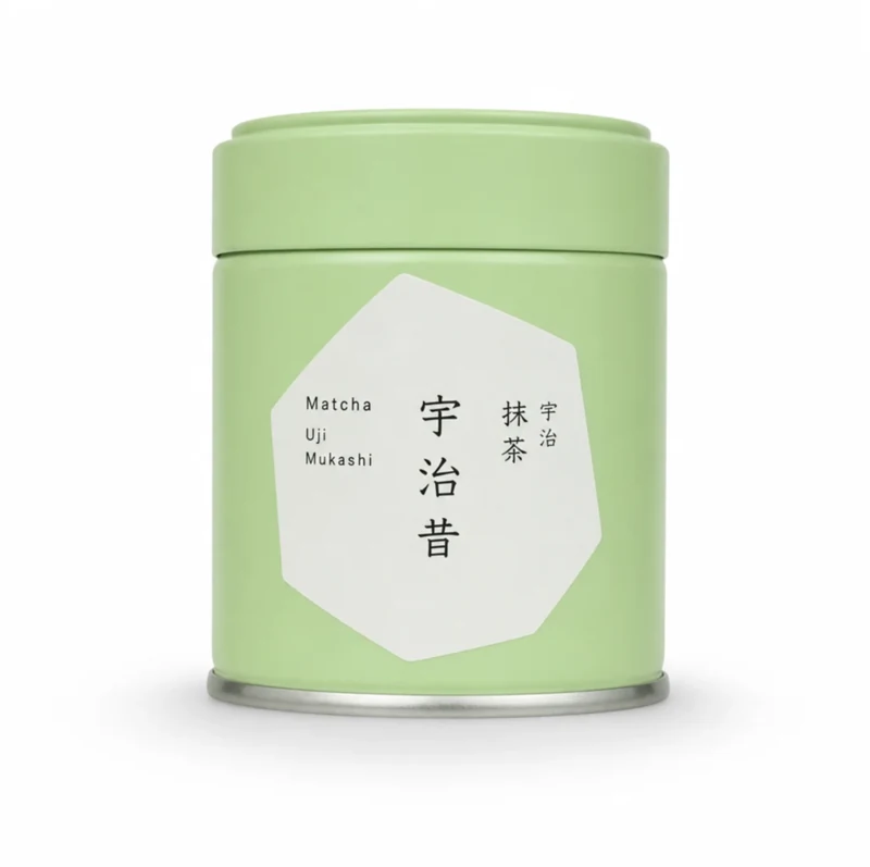 Mukashi matcha tin by Horii Shichimeien