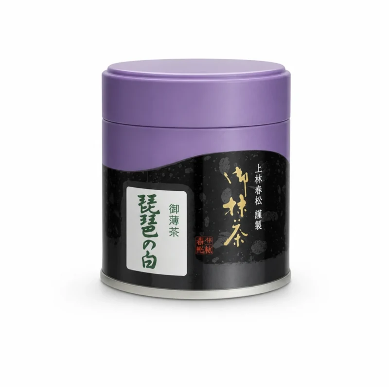 Biwa no Shiro matcha tin by Kanbayashi Shunsho