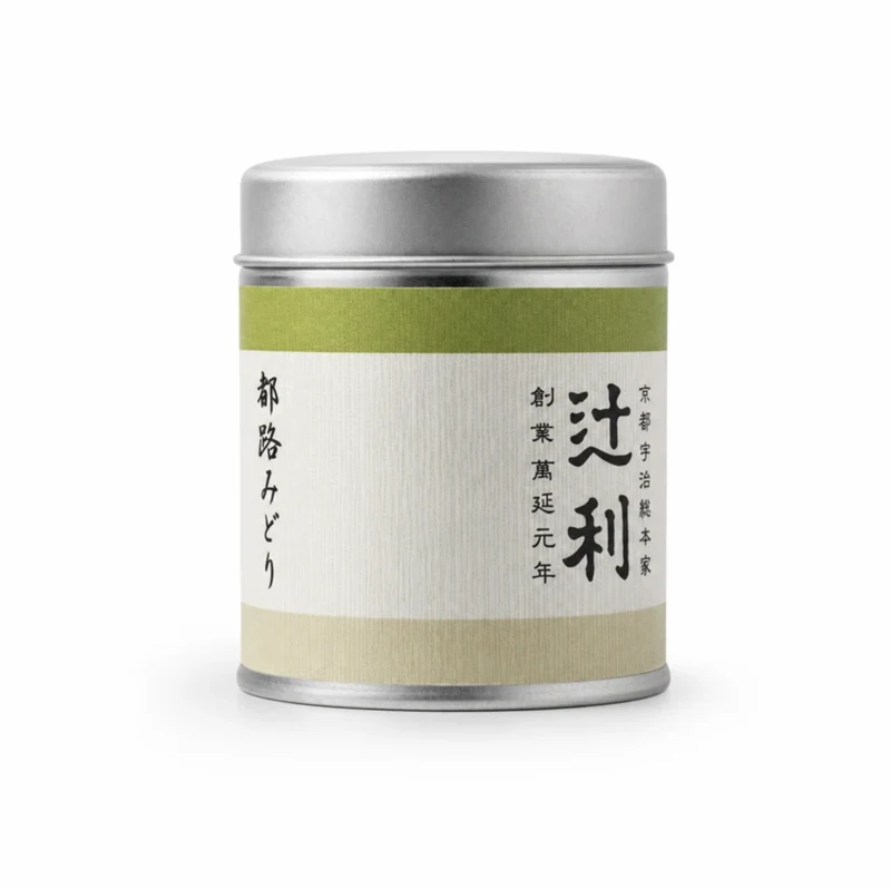 Tsujimidori matcha tin by Tsujiri